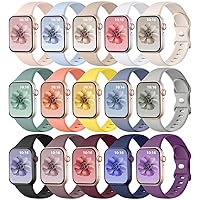 GEAK 15 Pack Sport Bands Compatible for Apple Watch Band 38mm 40mm 41mm 42mm 44mm 45mm 49mm Women Men,Soft Silicone Waterproof Strap Compatible for iWatch Apple Watch Series 9 Ultra 8 7 6 5 4 3 2 1 SE