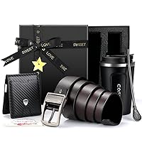 HUAPUDA Men's Birthday Gifts with Coffee Mug, Wallet and Belt for Daughter, Son, Kid, Wife, Dad, Husband, Boyfriend, Best Friend, Personalized Father's Day Gift