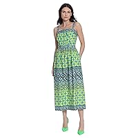 Donna Morgan Women's Sleeveless Midi Dress with Shoulder Straps and Waistband