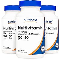 Nutricost Multivitamin with Probiotics 120 Vegetarian Capsules (3 Bottles) - Packed with Vitamins & Minerals