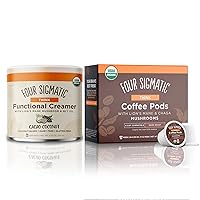 Think Coffee K-Cups + Think Coconut Creamer Bundle by Four Sigmatic | Organic and Fair Trade Dark Roast Coffee with Lion’s Mane, Chaga | Coconut Creamer with MCT Oil & Lion's Mane