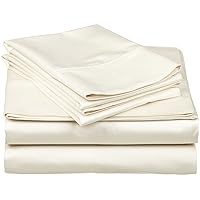 Hotel Quality 4-Piece Sheet Set with 9'' Deep Pocket Solid Pattern, Soft 800 Thread Count Egyptian Cotton (Queen, Ivory)