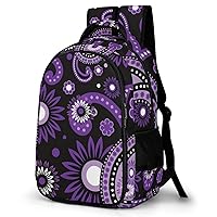 Purple Paisley Laptop Bag Double Shoulder Backpack Casual Travel Daypack for Men Women to Picnics Hiking Camping