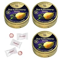 Cavendish And Harvey Hard Candy Sanded Drops with Omegapak Starlight Mints, Imported German Candy Bundles of 3 Tins, 200g / 7 Ounces Each (Pear and Blackberry)