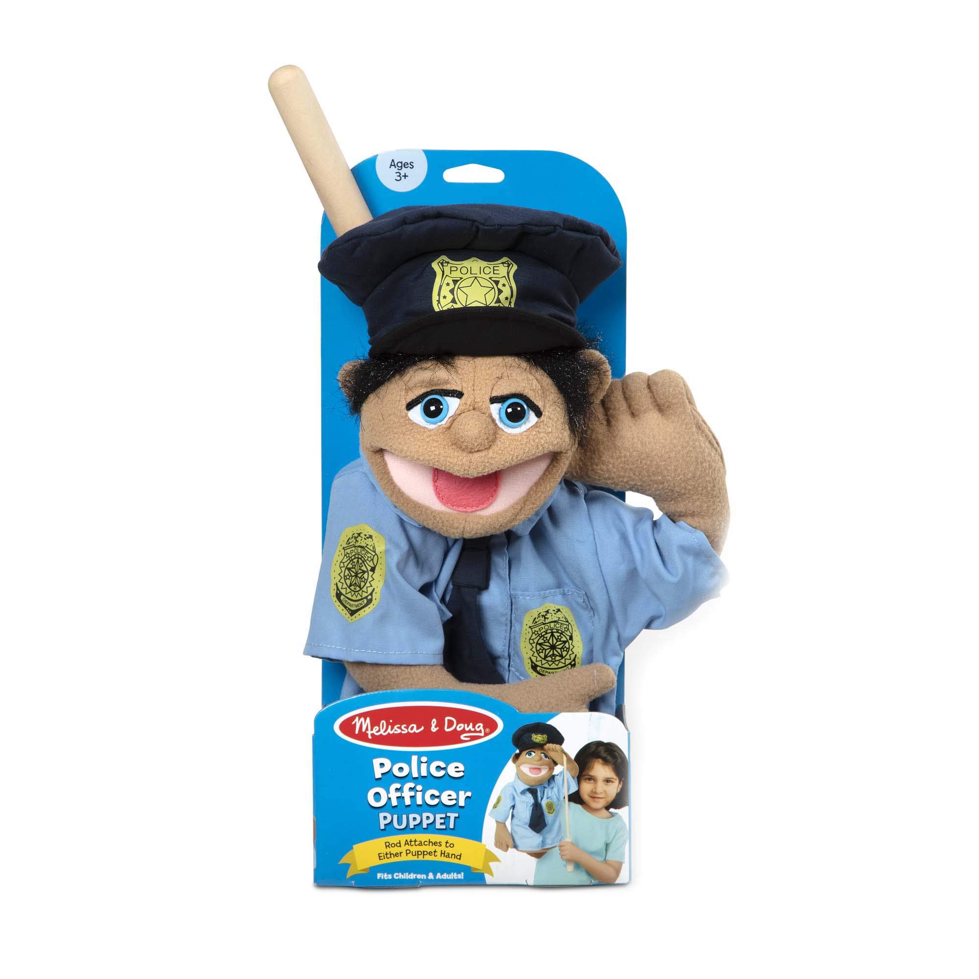 Melissa & Doug Police Officer Puppet (Cyrus ‘Cy’ Wren) with Detachable Wooden Rod