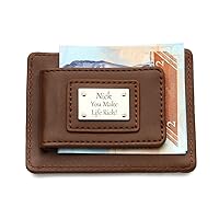 2-in-1 Personalized Leather Money Clip Wallet for Men - Fathers Day Gift, Magnetic ID Clip and Bank Card Slots