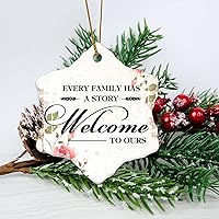 Personalized 3 Inch Every Family Has A Story Welcome to Ours White Ceramic Ornament Holiday Decoration Wedding Ornament Christmas Ornament Birthday for Home Wall Decor Souvenir.