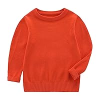 Toddler Boys and Girls Fall and Winter Round Neck Pullover Solid Color Knitted Sweater College Boys Zipped up