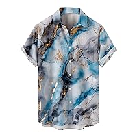 Men Hawaiian Novelty Printed Shirts Summer Men's Beach Shirt Hawaiian Short-Sleeved Flower Shirt