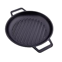 Victoria Cast Iron Round Grill Pan with Double Loop Handles, Made in Colombia, 10 Inches