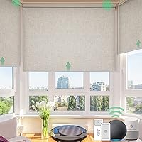Yoolax Motorized Blinds, Blackout Smart Blinds for Windows Motorized Blackout Shades with Remote, Automatic Window Shades Compatible with Alexa Electric Roller Shades (Linen Beige)