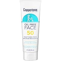 Face Sunscreen SPF 50, Oil Free Sunscreen for Face, Water Resistant SPF 50 Sunscreen Face Lotion, Travel Size Sunscreen, 3 Fl Oz Tube