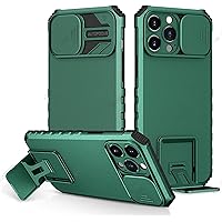 Case for iPhone 14/14 Pro/14 Pro Max/14 Plus, Slide Camera Protection Heavy Duty Tough Rugged Drop Cover Anti-Fall Shockproof Case with Kickstand Function (Color : Green, Size : 14 Pro Max 6.