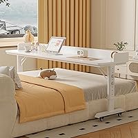 Mobile Overbed Table With Wheels, Bedside Table King Size, Over Bed Table Adjustable Height, Standing Medical Over Bed Desk with Heavy Duty Metal Legs ( Color : A , Size : 150*50cm/59.0x19.6in