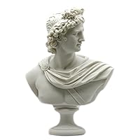 Apollo Greek Roman God Bust Head Statue Cast Marble Sculpture Handmade 12.6΄΄