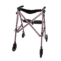 Able Life Space Saver Rollator, Lightweight Folding Mobility Rolling Walker for Seniors and Adults, 6-inch Wheels, Locking Brakes, and Padded Seat with Backrest, Regal Rose
