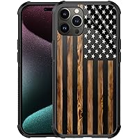 Case Compatible with iPhone 15 Pro,Classic Wood Grain Old Flag Case for iPhone 15 Pro for Men Boys，Organic Glass Pattern Design Shockproof Anti-Scratch Case for iPhone 15 Pro 6.1-inch