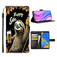 Wallet Case for Samsung Galaxy A01 A01 Core A02S A03S A03 A04 A04e A10 A10e A10s A11 A12 A13 A14 A20s A20e A21s A22 A23 A24 4G/5G with Sloth-AC24 with Card Clip