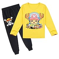 Kids Casual O-Neck Tops Lightweight Tracksuit,Cartoon Long Sleeve T-Shirts and Sweatpants Set for Boys Girls