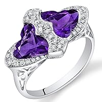 PEORA Amethyst and Diamond Petal Ring for Women Solid 14K White Gold, Natural Gemstone, 3.41 Carats total, Fancy Flower Cut, 8mm, Comfort Fit