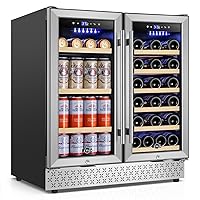 Tylza 30 Inch Wine and Beverage Refrigerator, Dual Zone Wine Beverage Cooler 30