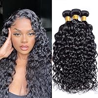 Water Wave Brazilian Remy Human Hair Extensions Weave Hair Bundles Wavy Curly Hair Weft 100g Per Bundle-14inch Natural Color