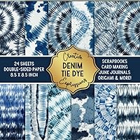 Denim Jeans Tie Dye Patterned Double-Sided Craft Paper, 8.5