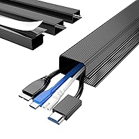 DELAMU 4 Pack Cable Management Under Desk - Office & Home Cable Organizer,J-Channel Cable Management for Clutter-Free Environment,Cable Management Kit,Cord Organizer for Desk,Cord Management,4X15.7in