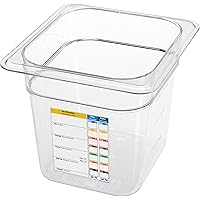 StorPlus Plastic 1/6 Food Pan with Integrated Label For Restaurants, 2.5 Quarts, Clear