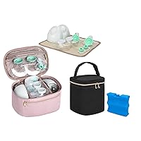 Fasrom Wearable Breast Pump Bag Bundle with Insulated Baby Bottle Cooler Bag with Ice Pack Fits 4 Large Baby Bottles up to 9 Ounce