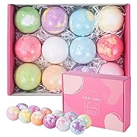 Bath Bombs for Women, 12 Large Bath Bomb Bubble Bath Set Spa Gifts for Women, Natural Handmade Bath Bombs Rich in Essential Oils, Romantic Gifts for Her, Wife, Multicolor