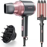 Wavytalk 5 in 1 Curling Iron Set and Foldable Portable Hair Dryer