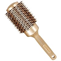 Round Brush SUPRENT Round Brush with Natural Boar Bristles,Nano Thermic Ceramic Coating & Ionic Roller Hairbrush for Blow Drying, Curling&Straightening, Volume&Shine (3.3