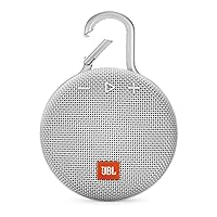 JBL Clip 3, Steel White - Waterproof, Durable & Portable Bluetooth Speaker - Up to 10 Hours of Play - Includes Noise-Cancelling Speakerphone & Wireless Streaming