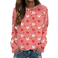 2024 Valentines Day Womens Fashion Long Sleeve Crewneck Sweatshirt Graphic Casual Girls Pullover Shirts Tops Trendy