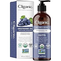 Organic Grapeseed Oil, 100% Pure - For Skin, Hair & Face | Natural Cold Pressed Unrefined