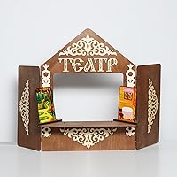 AEVVV Wooden Puppet Theater Screen with Decorations - Engaging Playtime Theater, 27x22 Inches