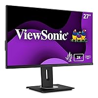 ViewSonic VG2755-2K 24 Inch IPS 1440p Monitor with USB C 3.1, HDMI, DisplayPort and 40 Degree Tilt Ergonomics for Home and Office,Black