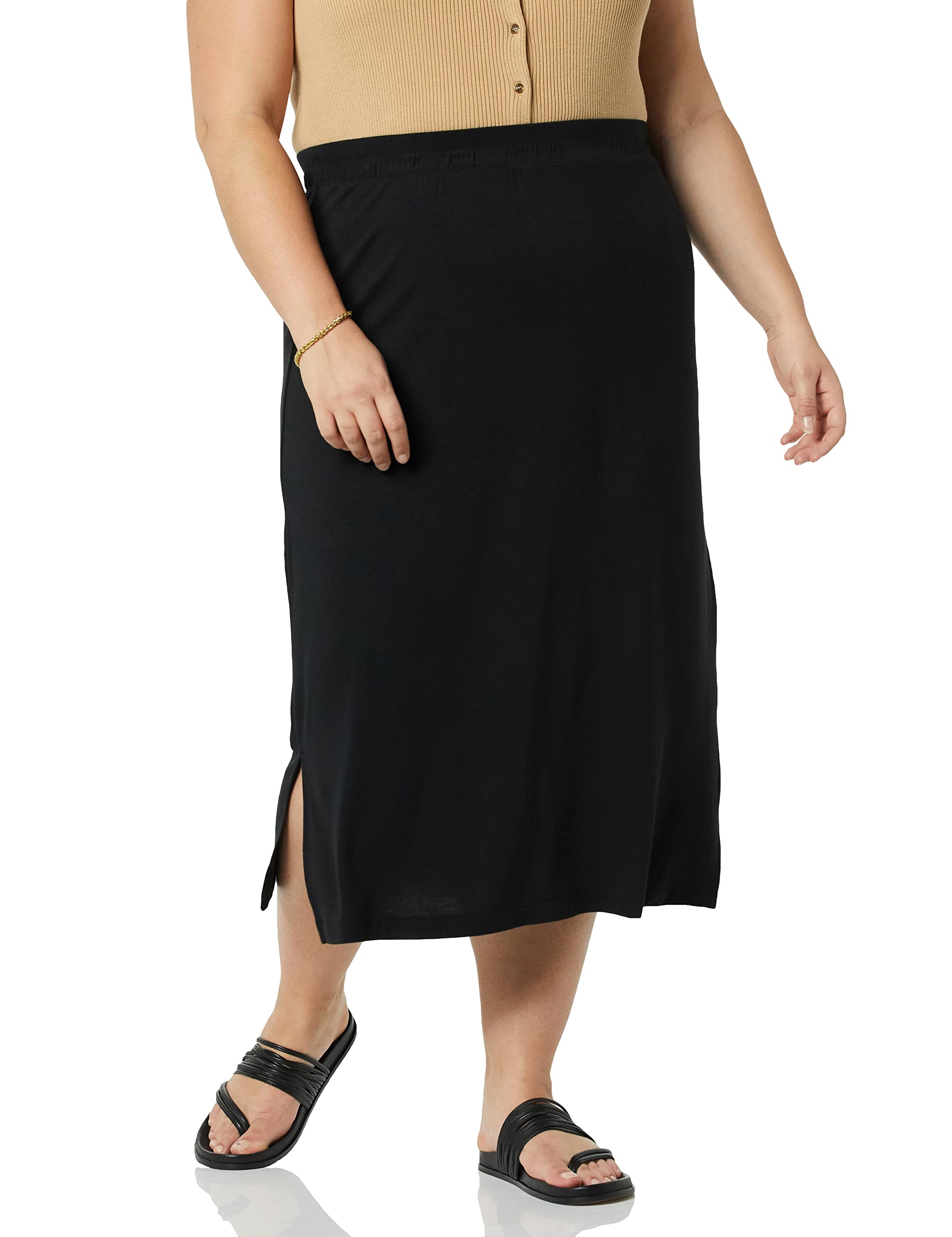 Amazon Essentials Women's Pull-On Knit Midi Skirt (Available in Plus Size)
