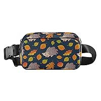Autumn Leaves Hedgehog Belt Bag for Women Men Water Proof Small Fanny Pack with Adjustable Shoulder Tear Resistant Fashion Waist Packs for Travel