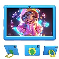 Wqplo Kids Tablet 10 Inch 6 (2+4) RAM 64 ROM Android 13 Bluetooth WiFi Parental Control Dual Camera Tablets (Blue)