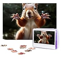 Personalized Wooden Puzzle 300 Piece Jigsaw Puzzle Couple Puzzle Family Puzzle Squirrel Funny Animal Picture Puzzle Photo Puzzle for Adults Birthday Wedding 15