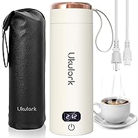 Travel Electric Kettle Portable Small Mini Hot Water Boiler for Hotel Camping Office,4 Warmable Temperature Control for Tea Coffee, 304 Stainless Steel& Auto Shut-Off& Boil Dry Protection(White,380ml)