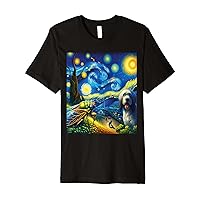 Funny Cicada & Dog Shirt Aesthetic Surrealism Starry Night Premium T-Shirt