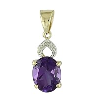 Amethyst Natural Gemstone Oval Shape Pendant 10K, 14K, 18K Yellow Gold Party Jewelry