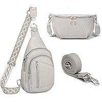 Sling Bag for Women Crossbody Men Casual Backpack Purse 2 in 1 Multipurpose Leather Cross Body Sling Purse Small Fanny Pack Anti Theft Shoulder Belt Chest Bag with Detachable Guitar Strap & Back Strap