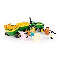 John Deere Animal Sounds Hayride Musical Tractor Toy - Musical Hayride Toddler Toys - Includes Farmer Figure, Tractor, and 4 Farm Animals - Easter Basket Stuffers for Toddler - Ages 12 Months and Up