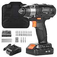 Cordless Impact Driver 20V,60 Pcs Accessories,180N.m. 0-2800RPM, 2.0Ah Li-ion Battery & 1 Hour Fast Charger, 1/4