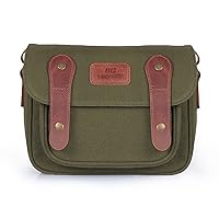 MegaGear Sequoia Canvas Bag Compatible with Canon, Nikon, Sony SLR/DSLR Mirrorless Cameras, Khaki Green (MG1974), PU Leather