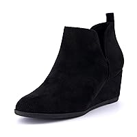 CUSHIONAIRE Women's Tito wedge bootie +Memory Foam, Wide Width available